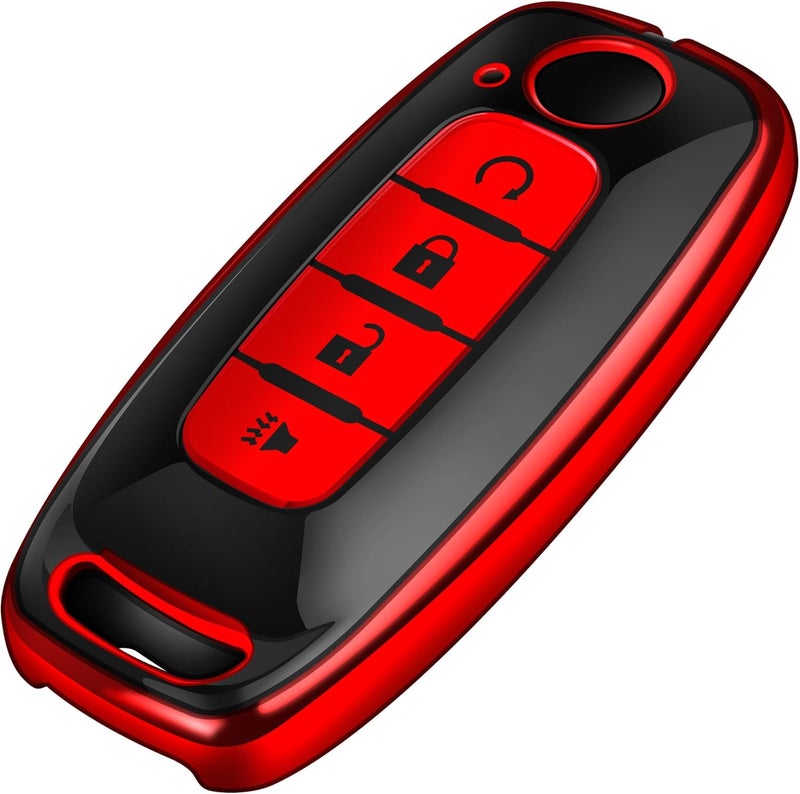 Tukellen for Nissan Key Fob Cover, Premium TPU Plated Case for 2023-2025 Pathfinder Rogue Ariya Versa Kicks Sentra Armada Murano Smart Remote Key Protector (Red, 4 Buttons-A) - Image 1